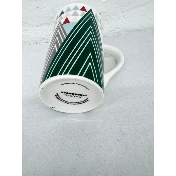 Starbucks Holiday Geometric Trees Ceramic Mug 16 Oz Holiday 2013 Christmas Cup - Picture 4 of 6